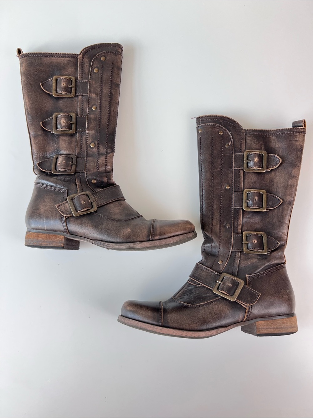 BX by Bronx Brown Leather Buckle Mid-Calf Boots size 7.5